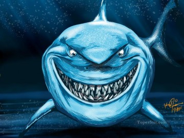 動物 Painting - サメのブルース
